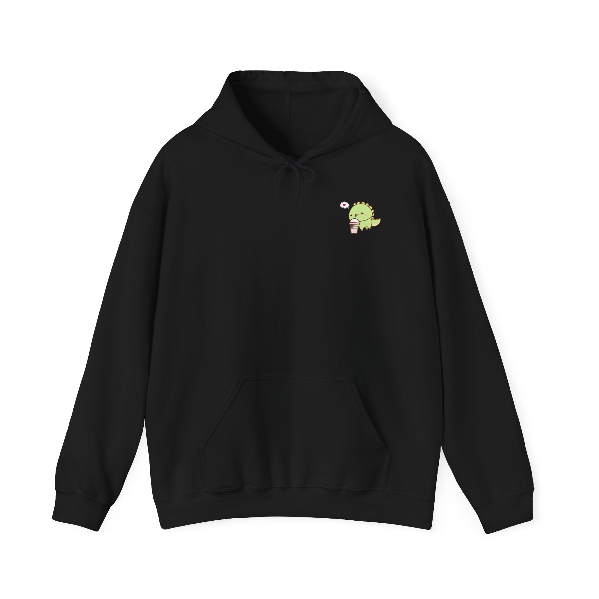 Cute Green dinosaur Pocket Hoodie — Minimal Kawaii dinosaur Design
