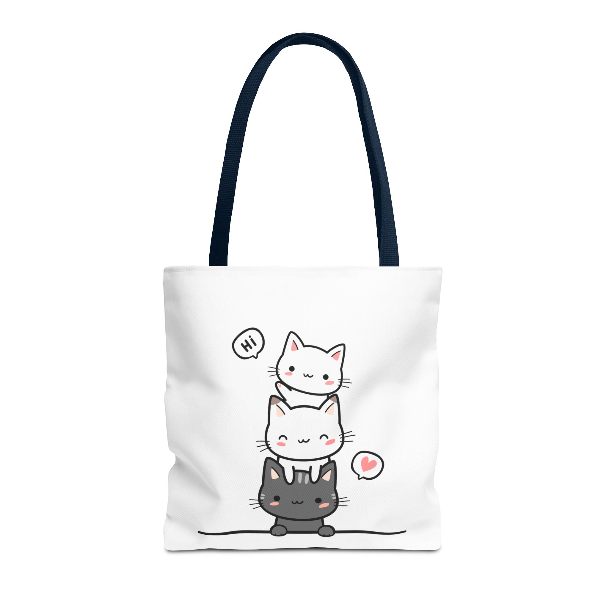Cute Stacked Kittens Tote Bag — Cute Cat Illustration Shoulder Tote
